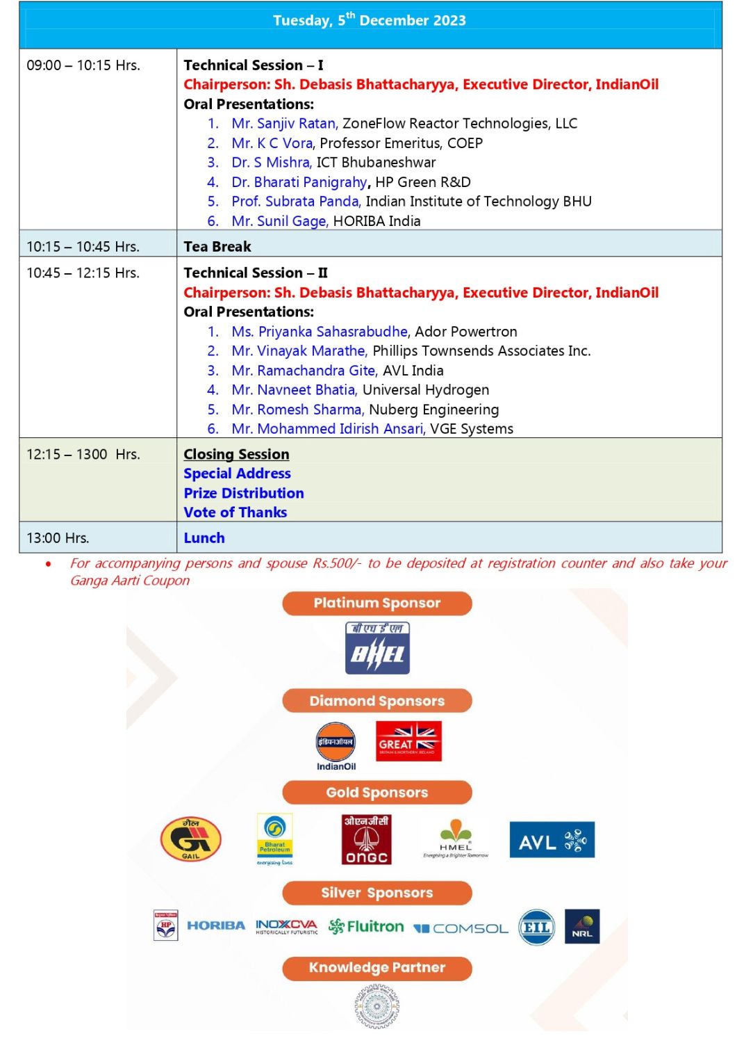 10th international hydrogen & fuel cell conference Program